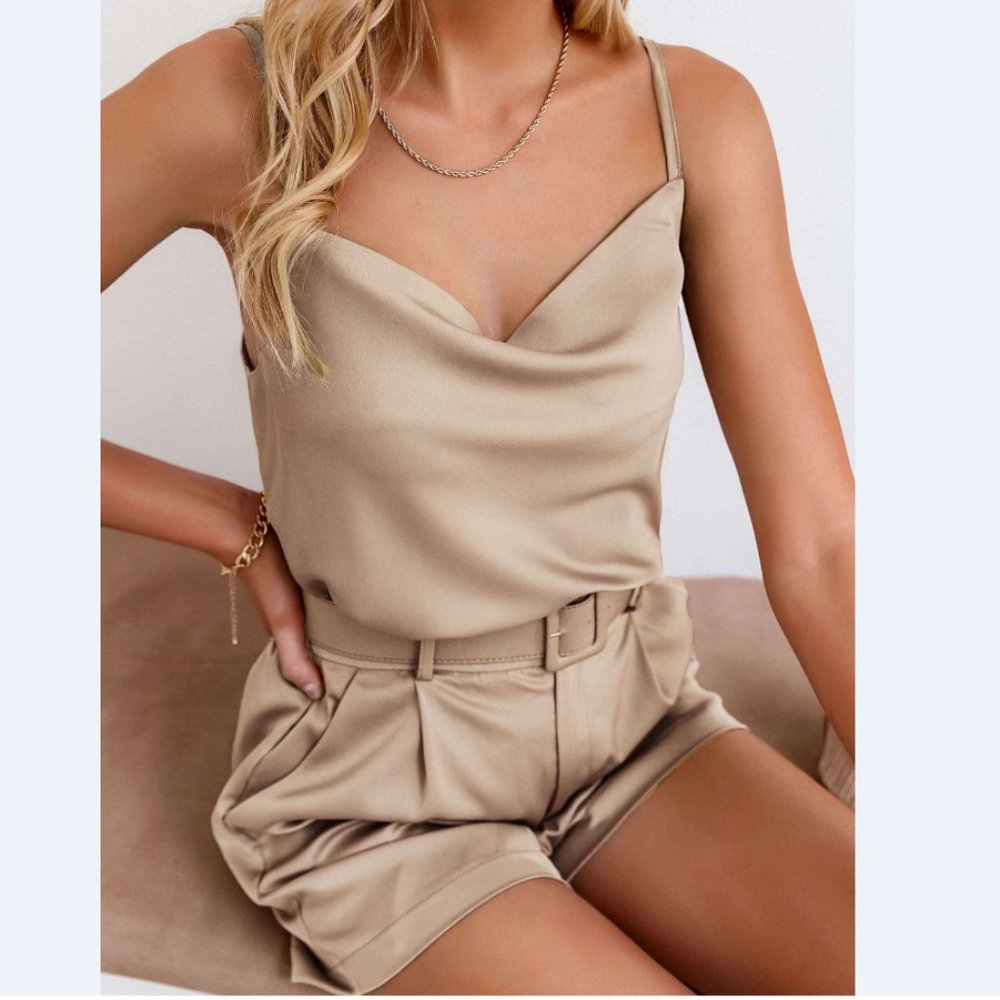 Sollinarry Adjustable Strap Cami and Belted Shorts Set - Picture 4 of 4